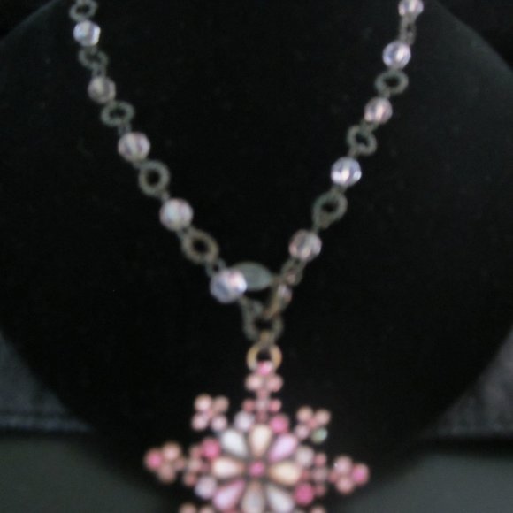 Pink Crystal Necklace & Earrings By Cookie Lee - Picture 2 of 6